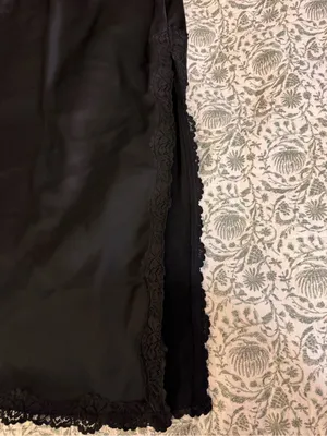 wild fable Black Satin Midi Skirt with Lace Side Trim thumbnail 3
