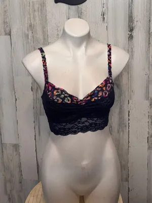 Victoria's Secret PINK Floral Lace Longline Bralette Womens S Navy Blue Multicol thumbnail 1
