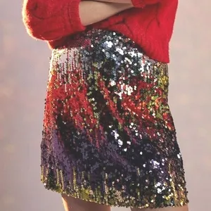 BB Dakota x Steve Madden Harmonia Sequin Mini Skirt Rainbow Multicolor Womens L‎ thumbnail 1
