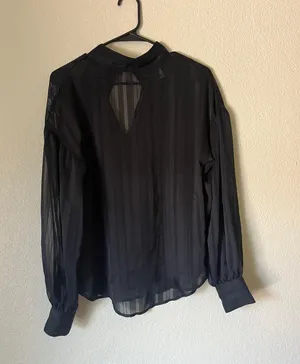 H&M High Neck Long Sleeve Sheer Blouse thumbnail 1