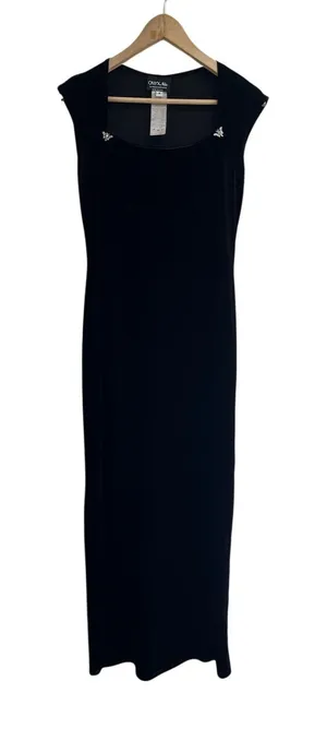 Vintage ONYX‎ Nite Velvet Maxi Dress Whimsigoth Gothic Butterfly Size 8 Black thumbnail 1