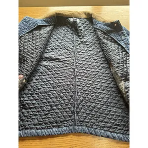 VTG HAIK’S Quilted Denim Jacket 2X USA Floral Patch Corduroy Collar Americana thumbnail 10