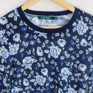 Lauren Ralph Lauren‎ Women's Floral Print Crew Neck Sweater Blue White Size M thumbnail 12