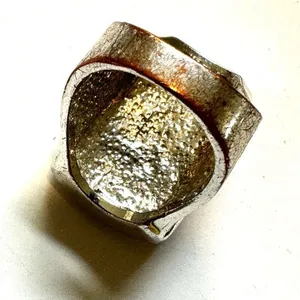 Silver tone large filagree cocktail ring thumbnail 5