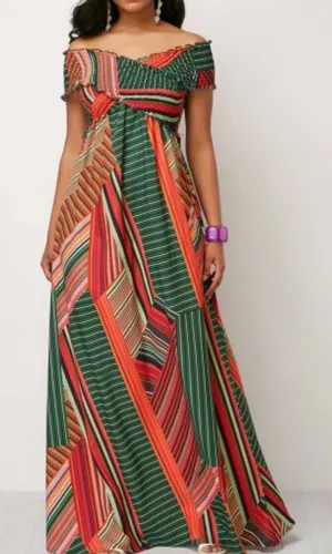 Beautiful off the shoulder (summer/100% polyester) Maxi Dress Size 2X.no brand. thumbnail 1