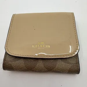 Coach Signature C Brown Beige Patent Leather Wallet thumbnail 5