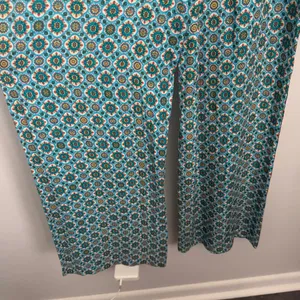 Alice + Olivia Small Russell Pants‎ High Waist Geo Teal Blue Wide Leg Boho Gypsy thumbnail 6