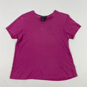 Lauren Ralph Lauren Shirt Womens‎ XL Magenta Pink Pocket Tee Casual 100% Cotton thumbnail 1