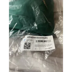Amazon Essentials Scrub Top Classic Fit Split Neck Crew Women's 2X Green NWT thumbnail 5