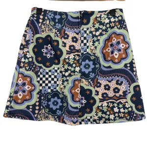Altar'd State Retro Inspired A-Line Mini Skirt Blue Green Women XS 70s Floral‎ thumbnail 3