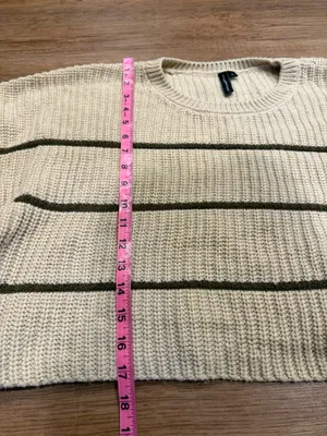 moon & madison Cream and Black Striped Scoop Neck Sweater thumbnail 6