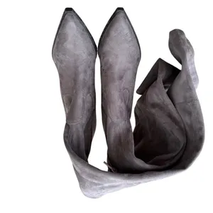 Marc Fisher LTD Grey Faux Suede Over The Knee Block Heel Boots Size 7M thumbnail 4
