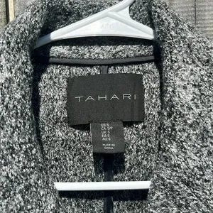 Tahari wool blend jacket‎ size small notch moto jacket tweed jacket neutral grey thumbnail 7