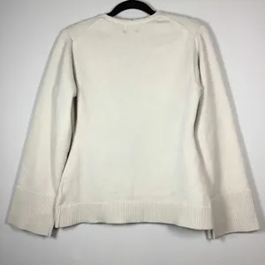 H&M Off White Minimalist Clean Girl Knit V Neck Oversized Sweater S Autumn Fall‎ thumbnail 6