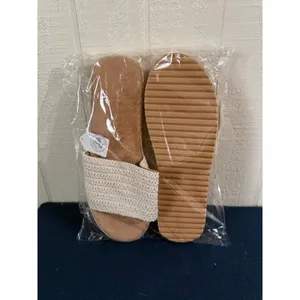 Handmade Crochet Platform Espadrille Slides Off-White Woven Sandals Size 9.5 thumbnail 2