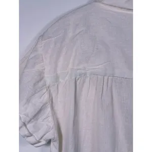 Sybilla Linen Blend Twist Front Crop Top Womens Size L White Minimalist Granola thumbnail 13