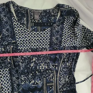 Chelsea and Theodore dress Small Blue White Fit Flare tie waist Cotton‎ thumbnail 8