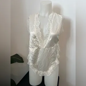 VINTAGE TEDDY BODYSUIT LINGERIE Dara Jane white Lace 80s coquette girl thumbnail 2