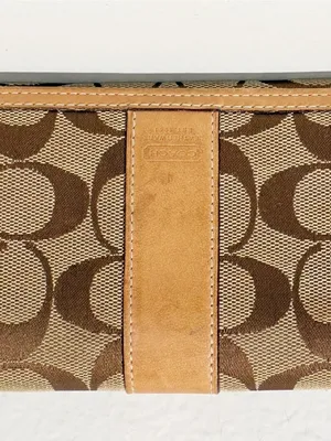 Coach Brown Signature C Canvas Long Wallet Checkbook thumbnail 2