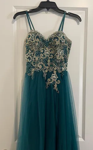 Windsor Green Strapless Prom Dress thumbnail 4