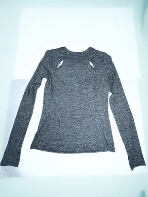 Alo Yoga Alloy Heather Mantra Long Sleeve Top Small Cutout Thumbholes Activewear thumbnail 6