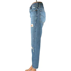 Levi's Premium Wedgie Blue Distressed High Waisted Straight Denim Jeans Size 26 thumbnail 2