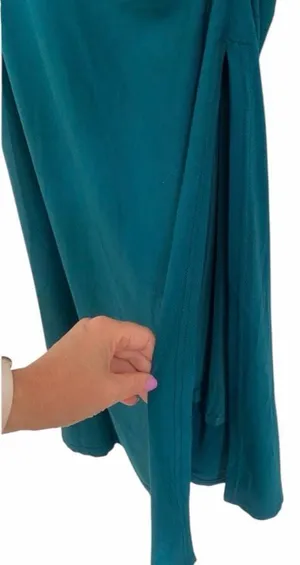 ✨VICI Elisabeth Mock Neck Side Slit Ruched Midi Teal Sz Medium Dress✨ thumbnail 11