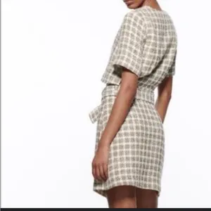 Zara Ecru Textured Check Cut-Out Mini Dress thumbnail 3