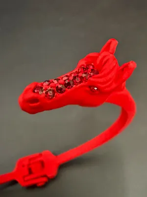 Red-tone Double Horse Head with Rhinestones Open Cuff Bangle Bracelet thumbnail 7
