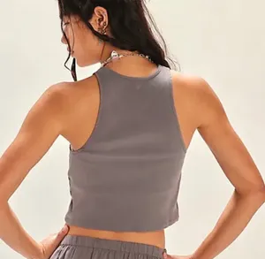Free people gray tank top crop top thumbnail 3