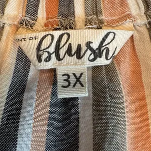 Hint of Blush Striped Cold Shoulder Midi Dress Plus 3X Boho Tie Sleeve Cotton thumbnail 5