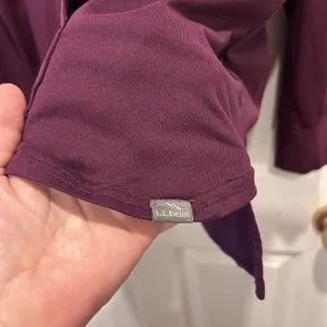 LL Bean Womens Large 1/4 Zip Hoodie Burgundy‎ Performance Pullover Thumbholes thumbnail 2