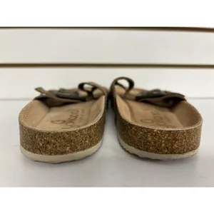 Yokono Women's Brown Leather Suede Wedge Sandals Size 9 Shoes Buckled Strap thumbnail 6