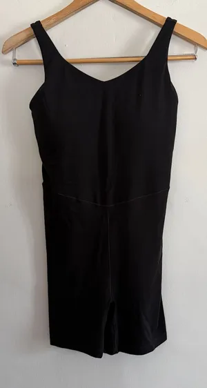 AERIE Offline | Low-Key Real Me Black Short One Piece Romper 5" | Medium thumbnail 1