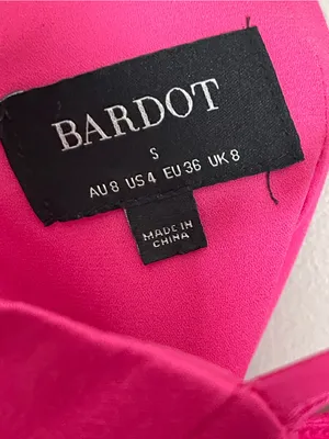 BARDOT Hot Pink Ember Satin Asymmetric Ruffle Midi Slip Dress Sz 4 thumbnail 9