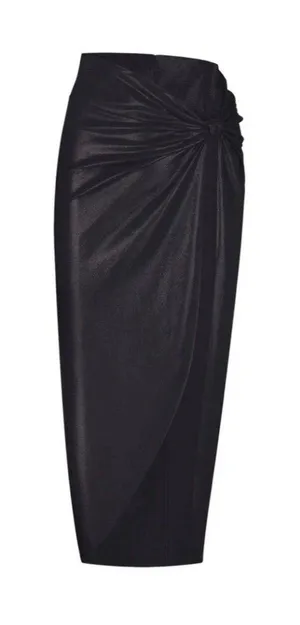 NWT black SKIMS Liquid Shine Swim Sarong Skirt XS onyx thumbnail 1