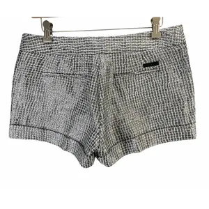 Express Tweed Shorts Women 6 Silver Metallic Black Pockets Cuffed‎ Lined Party thumbnail 3