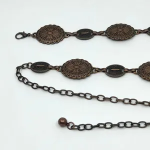 Y2K Boho Antique Bronze Medallion Chain Belt, Fits 22–37.5 Inches, X7GA1174 thumbnail 7
