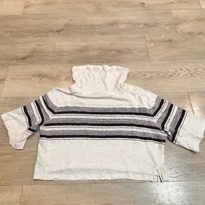 Free People Seaside Linen Slub Cowl Neck‎ Cropped Pullover Sweater Size Small S thumbnail 2