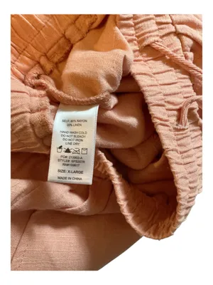 Shinestar Pink Linen Blend Wide Leg Pants XL Elastic Drawstring Waist Boho Cozy thumbnail 4