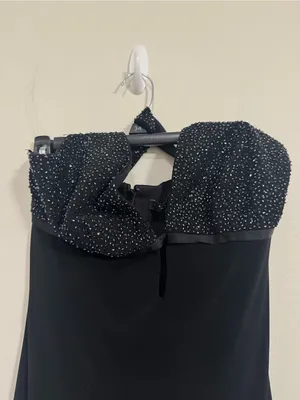 Laundry by Shelli Segal Black Maxi Halter Dress Embellished Gown size 8 thumbnail 4