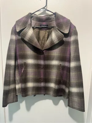 Evan Picone Plaid Jacket in Purple and Gray thumbnail 3