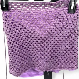 NWT White FOX | S / M | Set Skirt Halter Crochet Outfit Purple Mini Cropped thumbnail 4