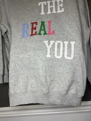 Aerie Be The Real You Back Hoodie Womens Medium Gray Graphic Fleece Pullover thumbnail 3