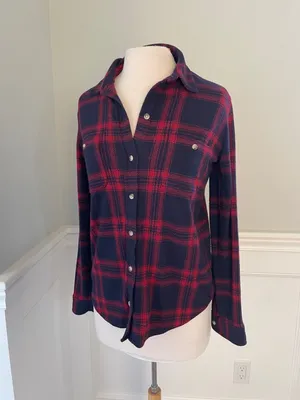 Faherty Red/Blue Plaid Flannel Button Down Shirt Size S! thumbnail 4