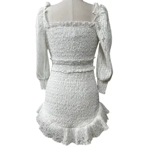 Saylor Gal Ruffle Lace Mini Dress in White Size Medium Bridal Boho Western thumbnail 3