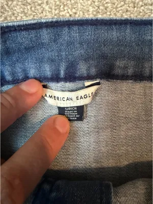 American Eagle Strapless Denim Button Front Top thumbnail 4