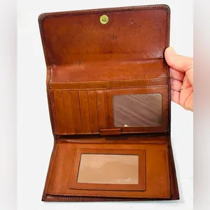 Vintage Dooney & Bourke All Weather Leather Checkbook Wallet, Taupe/British Tan thumbnail 6