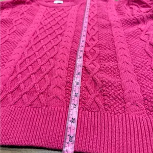 J.Crew Pink Cable Knit Sweater Cozy Barbiecore Clueless Aesthetic Women’s L thumbnail 8
