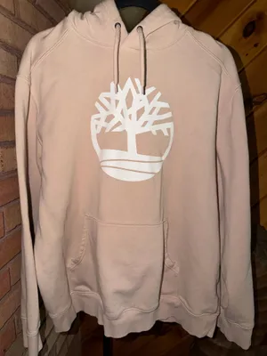 Timberland Men’s Hoodie- Cream w/white Logo thumbnail 1